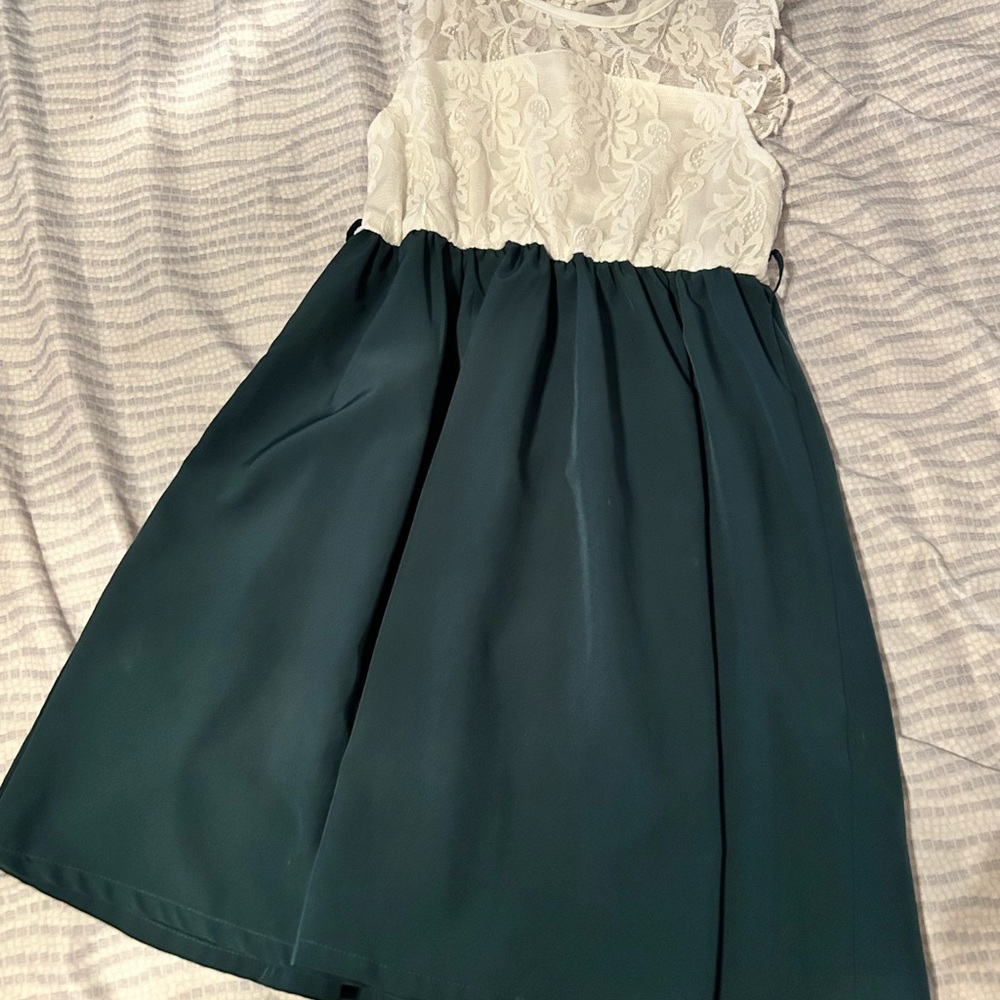 SHEIN Kids Dress with Lace Top and Green Skirt